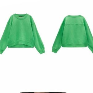 Zara- Green Plush Sweatshirt. NWT . Sold out online.